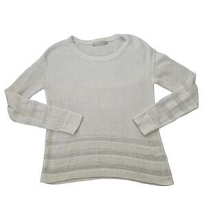 One Grey Day White Cotton Silk Blend Knit Sweater sz Medium Minimalist Casual